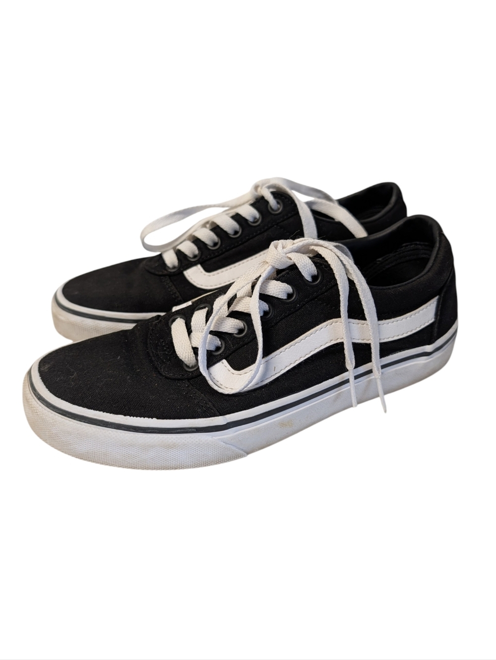 Vans Black & White Canvas Ward Sneakers Low Top Skate Shoes Women's 7